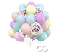 TPZORJX 60pcs Palloncino Multicolore Macaron Compleanno, Palloncini Coriandoli Retro, Matrimonio, Baby Shower Decorazioni, Gender Reveal Party, Ragazza di Compleanno, 12 Pollici