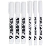 TPZORJX 6Pcs Pennarello Permanente Bianco, Pennarelli Acrilici, Asciugatura Rapida Penne Impermeabili Marker, per Dipingere Sassi, Legno, Vetro(Larghezza della linea 1mm*3+2mm*3)