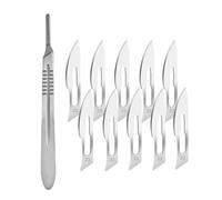 TPZORJX Acciaio Al Carbonio Bisturi,10pcs Lame Per Bisturi in Acciaio Al Carbonio,Lame Di Ricambio Confezionate Singolarmente in Confezione Sterile + 1pcs Supporto Per Bisturi - Acciaio Inossidabile