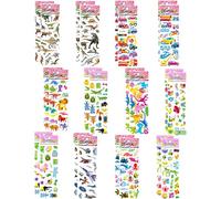 TPZORJX Adesivi per Bambini,20 Fogli Adesivi per scrapbooking,Adesivi 3D Stickers per Puffy Adesivi per Regali Gratificanti Scrapbooking Inclusi Camion, Aeroplani, Animali,Dinosauri,ecc