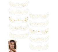 TPZORJX Adesivi per Tatuaggi di Lentiggini,10 pcs dorati con glitter temporanei,adesivi per il viso,anti-sudore,impermeabili,per i Festival Musicali di Halloween Festa in Maschera,carnevale