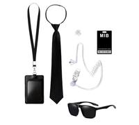 TPZORJX Agente Costume Accessori, Servizio Segreto Costume Set Spy Costume Accessori Con Occhiali Da Sole Neri Zip Tie Earpiece Id Card Holder per Uomini Donne Bambini