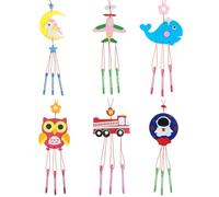 TPZORJX Campanelli eolici, 6 pezzi set di campanelli eolici a forma di animali per bambini, per feste di compleanno, per dipingere, per Natale, Halloween, decorazioni da appendere all'aperto
