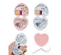 TPZORJX Kit da cucito, 2 pezzi mini kit da cucito per accessori da viaggio portatili fai da te di emergenza cucito forniture di riparazione a forma di cuore custodia da cucito con aghi, bottoni in
