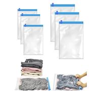 TPZORJX Set di Sacchetti Sottovuoto da Viaggio [6 Pezzi] in 2 Misure (3x 35x50 cm / 3x 50x70 cm) - Sacchetti sottovuoto da viaggio per arrotolare i vestiti - Riutilizzabile Sacchetti sottovuoto