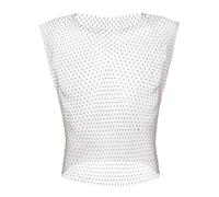 TPZORJX sexy Canotta da uomo con strass, maglia trasparente, rete da pesca scintillante, vestito da rave, festival, crop top da uomo, sexy, club, festa,maglia da pesce, sexy, maglietta corta,57cm