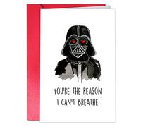 TQDaiker Funny Valentines Day Card for Husband Boyfriend, Star Wars Anniversary Card from Wife Girlfriend, Humor Valentines Darth Vader Card for Him Her, “You’re The Reason I Can’t Breathe”