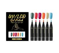 TQEBWUS Marcatori per Unghie Creativi | 6 Colori Pennarelli a Punta Fine per Disegno,Pennarelli con Smalto per Unghie ad Asciugatura Rapida - Per Donne Madre Giovani Principianti Salone per Manicure