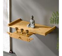 Tqertrtfxa Armadietto porta statue buddiste con cassetti,raffigurante il Dio della Ricchezza e le di Guanyin,Tavolo per preghiera meditazione funzione contenimento(B,60cm/23.6in)