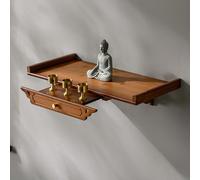 Tqertrtfxa Armadietto porta statue buddiste con cassetti,raffigurante il Dio della Ricchezza e le di Guanyin,Tavolo per preghiera meditazione funzione contenimento(A,60cm/23.6in)