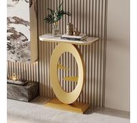 Tqertrtfxa con Supporto in Metallo Dietro Il Divano,Tavolino da Ingresso,tavolino in Stile Moderno,Piano in Marmo Artificiale,Adatto a,Soggiorno e Camera Letto(H,50 * 30 * 75cm/19.7 * 11.8 * 29.5in)