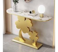 Tqertrtfxa Consolle Decorata a Forma di Mezzaluna con Trifoglio,Splendida Struttura Rettangolare in Marmo/Metallo,Adatta per tavoli da Ingresso e Veranda in Ardesia(D,160cm/63in)