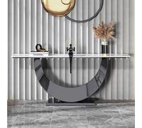 Tqertrtfxa Consolle Moderna a Mezzaluna con Finitura Anticata,Consolle Moderna Geometrica con Gambe in Metallo,mobiletto da Ingresso Moderno e Minimalista per la casa(Black,140cm/55.1in)