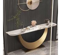 Tqertrtfxa Consolle Moderna a Mezzaluna con Finitura Anticata,Consolle Moderna Geometrica con Gambe in Metallo,mobiletto da Ingresso Moderno e Minimalista per la casa(Gold,180cm/70.9in)