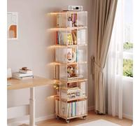 Tqertrtfxa Libreria a rotazione acrilica libreria a 360 gradi per la casa mobile in legno a legno massimo degli studenti per risparmiare spazio e grande capacità(185cm/72.8in)