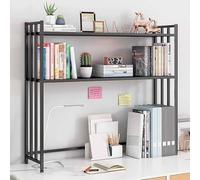 Tqertrtfxa Libreria da tavolo multifunzionale a due ripiani,Scaffale portaoggetti per ufficio e dormitorio,Organizer da scrivania in metallo per monitor di computer(B,75cm/29.5in)