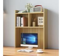 Tqertrtfxa Organizer da scrivania bianco a quattro ripiani,Scaffale portaoggetti per ufficio e casa dormitorio,Libreria per scrivania per computer indipendente(Wood color,60cm/23.6in)