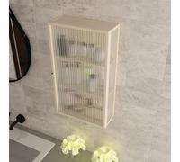 Tqertrtfxa Pensile da cucina con ante in vetro | Armadietto salvaspazio posizionare sopra il WC, Adatto per il soggiorno o la cucina(Beige left,60*35*15CM/23.6*13.8*5.9IN)