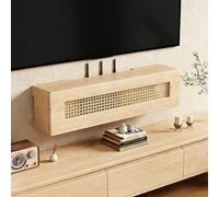 Tqertrtfxa Rack decorativo a parete per modem nascosto con sistema di gestione dei cavi,Mobiletto porta router WiFi,pensile per lavanderia;Mensola sospesa per camera da letto(Wood color,80cm/31.5in)