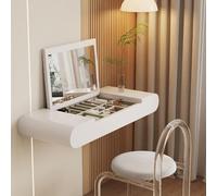 Tqertrtfxa Scrivania e toeletta sospese a parete, Mobile contenitore ad alta capacità - Pratico funzionale, lavabo salvaspazio per ambienti ridotti Design con angoli arrotondati(White,120cm/47.2in)