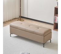 Tqertrtfxa Sgabello rettangolare in similpelle ai piedi del letto, lunga panca da divano per cambiarsi le scarpe e contenitore nella cabina armadio(D,110cm/43.3in)