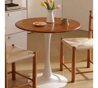 Tqertrtfxa Tavolo da pranzo moderno in stile medievale con robusta base in metallo, rotondo 100 cm, Adatto per 4-6 persone, ideale per piccoli spazi, bar, cucine e soggiorni(Cherry color,80cm/31.5in)