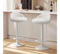 TQHGHX Bar Stools Set of 2, Swivel Adjustable Bar Chairs with Low Back,Upholstered Counter Height Barstools for Kitchen Island
