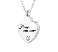 TQHGHX Cremation Jewelry for Ashes Pendant - Crystal Birthstone Heart Urn Necklace with Mini Keepsake Urn Memorial Ashes Jewelry for Women - Forever in My Heart
