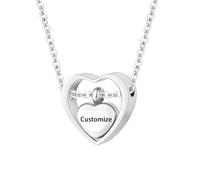 TQHGHX Customize Urn Necklace - Double Heart Cremation Jewelry for Ashes Pendant with Mini Keepsake Personalized Necklaces Engraved Names