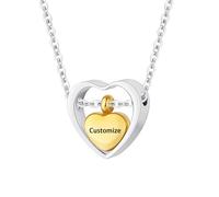 TQHGHX Customize Urn Necklace - Double Heart Cremation Jewelry for Ashes Pendant with Mini Keepsake Personalized Necklaces Engraved Names