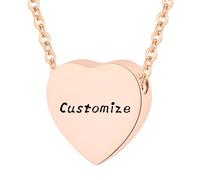 TQHGHX Customize Urn Necklaces - Heart Cremation Urn Necklace for Ashes for Women Men Personalized Pendant Engraved Names Jewelry