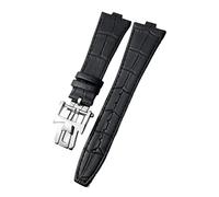 TQHGHX For Black Blue Brown Bamboo Grain Watch Bands 25mm Genuine Leather Convex Interface Watch Strap