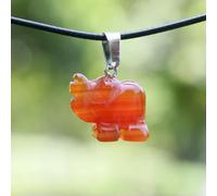 TQHGM 5pc Red Agate Hand Carved Animal Sun Stone Luck Pendants 17.5''