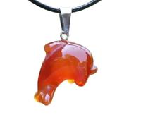 TQHGM 5pc Red Agate Hand Carved Animal Sun Stone Luck Pendants 17.5''