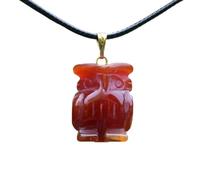 TQHGM 5pc Red Agate Hand Carved Animal Sun Stone Luck Pendants 17.5''