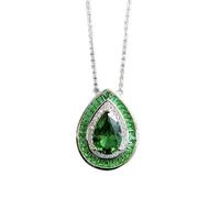 TQHGM 925 Solid Silver 8 * 12mmm Ruby Emerald Gemstone Pendant s for Women Wedding Jewelry