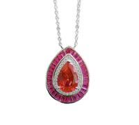 TQHGM 925 Solid Silver 8 * 12mmm Ruby Emerald Gemstone Pendant s for Women Wedding Jewelry