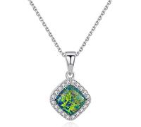 TQHGM Accessories Genuine s for n Fine Jewelry Link Chain And Square Fire Opal Pendant