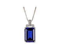 TQHGM Accessories Palace Cutting Created Blue Sapphire And Emerald Pendant for n Sterling Silver Chain