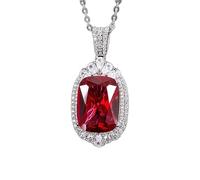 TQHGM Accessories Trend Solid Silver 15 * 20mm Ruby Emerald Pendant for n Vintage Wedding Party Fine Jewelry Female