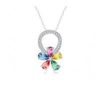 TQHGM Sapphire Sterling Silver Pendant Women Colourful Stone Gem Gemstone s925 with Chain
