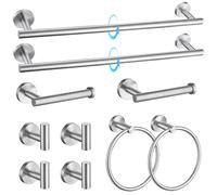 TQKAG Set di accessori per il bagno in nichel spazzolato, 10 pezzi, in acciaio inossidabile SUS304 di alta qualità, set di portasciugamani rotondi da 23,6 pollici per bagno a parete