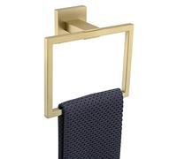 TQKAG Spazzolato Oro Asciugamano Anello Bagno Portasciugamani In Acciaio Inox Quadrato Portasciugamani Bar Appendini A Parete