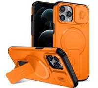 TQmchun Custodia per iPhone 12 Pro Max, robusta custodia protettiva antiurto con supporto, compatibile con custodia magnetica antiurto senza fili, colore: arancione