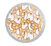 Tqmspg 4 pomelli per cassetti con viso di cane Corgi, maniglie per comò per cucina, armadio, credenza, mobili