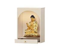 Tqoiozxa Altare buddista in legno massello da parete, mobiletto del Dio della ricchezza con luce LED, cassetto e ripiano portaoggetti, tavolo da meditazione per la preghiera a casa(C,40cm/15.7in)