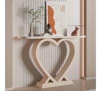 Tqoiozxa Consolle da ingresso a forma di cuore in stile cremoso, tavolino stretto e salvaspazio per corridoio e ingresso, ideale per un arredamento accogliente.(Cream white,140cm/55.1in)