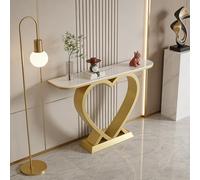 Tqoiozxa Consolle da ingresso a forma di cuore in stile cremoso, tavolino stretto e salvaspazio per corridoio e ingresso, ideale per un arredamento accogliente.(Gold,140cm/55.1in)