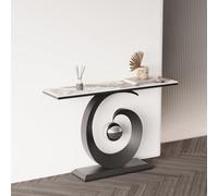 Tqoiozxa Consolle/tavolino da divano moderno e creativo con piano in pannello effetto roccia e struttura in metallo, resistente ai graffi e al calore, facile da montare.(Black 2,150cm/59in)