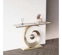 Tqoiozxa Consolle/tavolino da divano moderno e creativo con piano in pannello effetto roccia e struttura in metallo, resistente ai graffi e al calore, facile da montare.(Gold 2,150cm/59in)